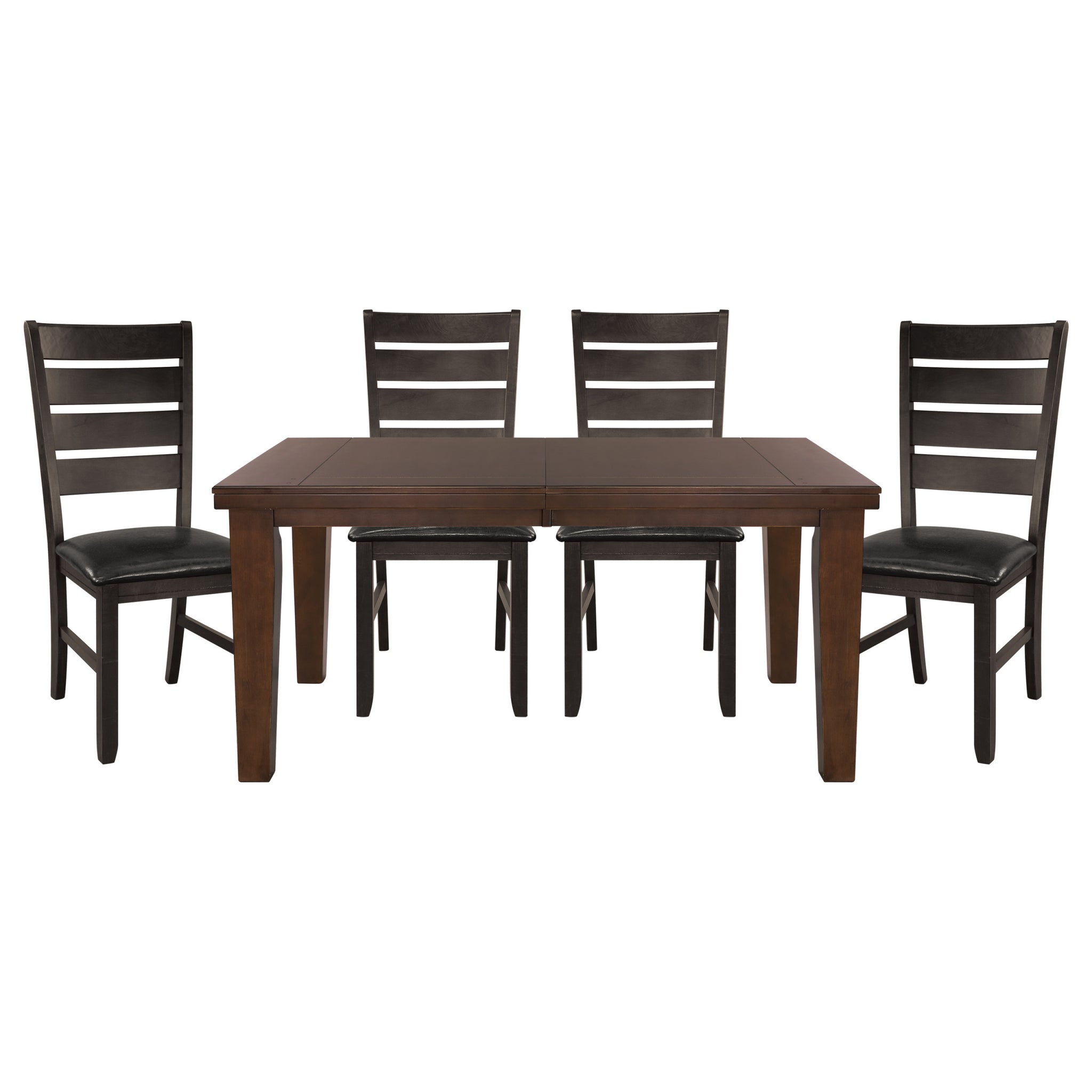 Contemporary Dark Oak Finish Dining 5pc Set Table w wood-wood-brown mix-seats 4-dining