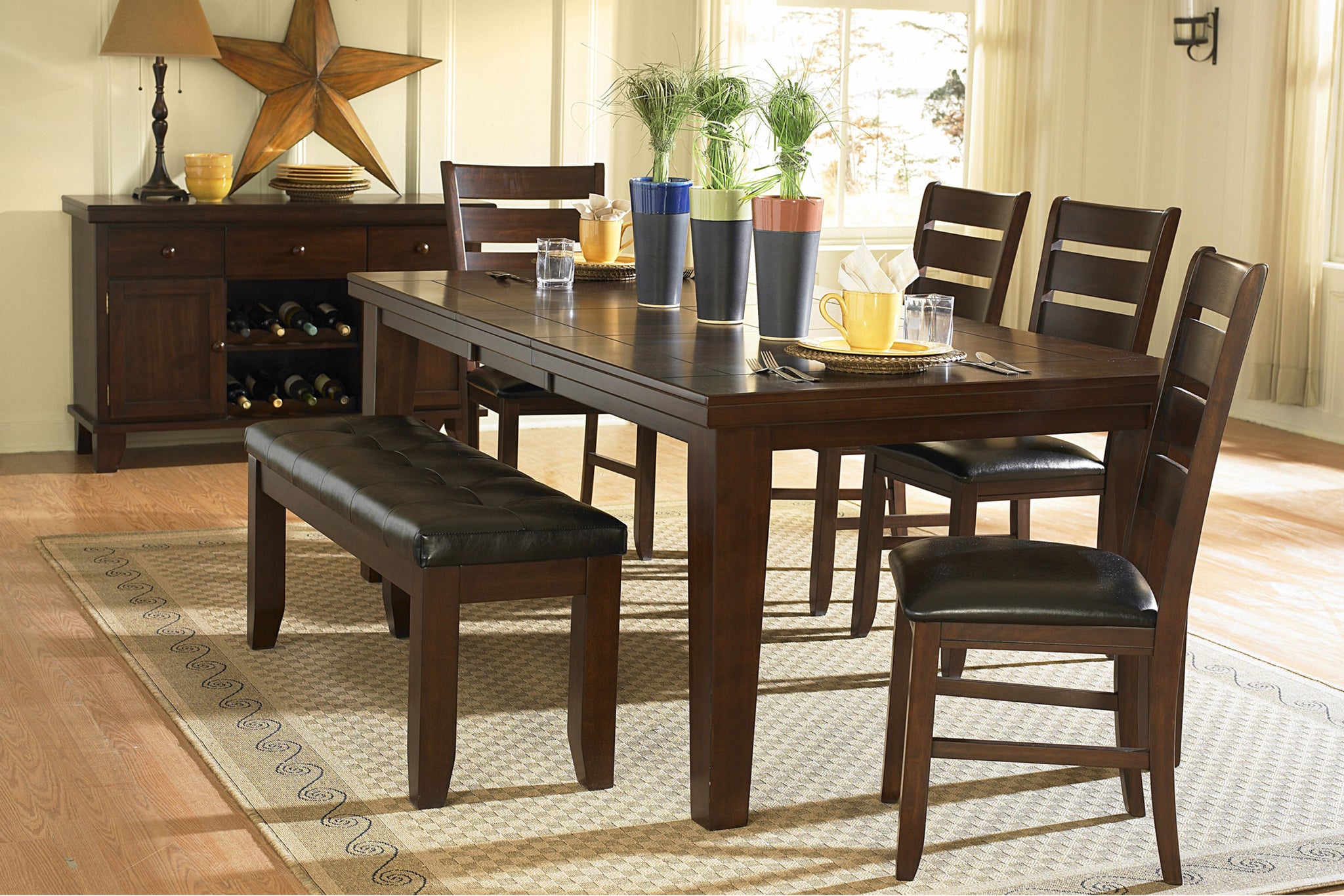 Dark Oak Finish Rectangular 1pc Dining Table with Self brown mix-dining room-contemporary-wood