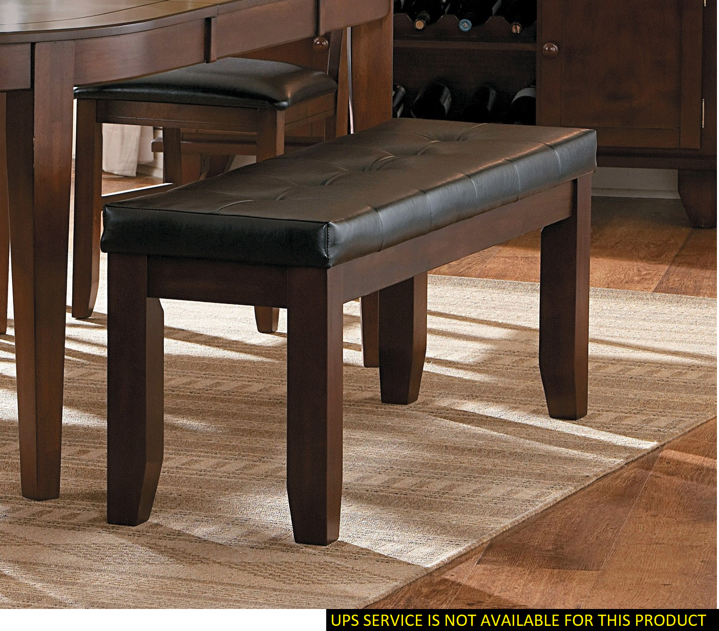 Dark Oak Finish Wooden Bench 1pc Faux Leather brown mix-dining room-contemporary-wood