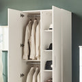 Viviane Contemporary Wood Closet With Hanging Bars And Five Shelves In White White Solid Wood