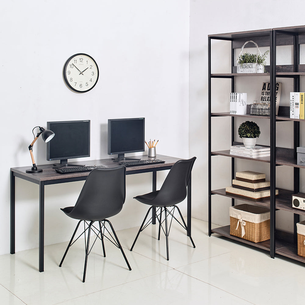 Harry Contemporary Wood And Metal Computer Desk In Black And Rustic Gray Black Gray Solid Wood