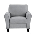 Modern 1Pc Chair Dark Gray Textured Fabric Upholstered Rounded Arms Attached Cushion Transitional Living Room Furniture Dark Gray Primary Living Space Farmhouse,Modern,Traditional,Transitional