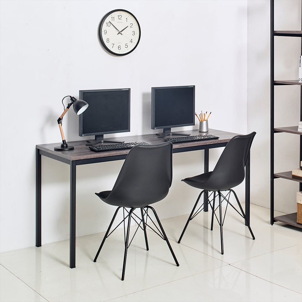 Harry Contemporary Wood And Metal Computer Desk In Black And Rustic Gray Black Gray Solid Wood