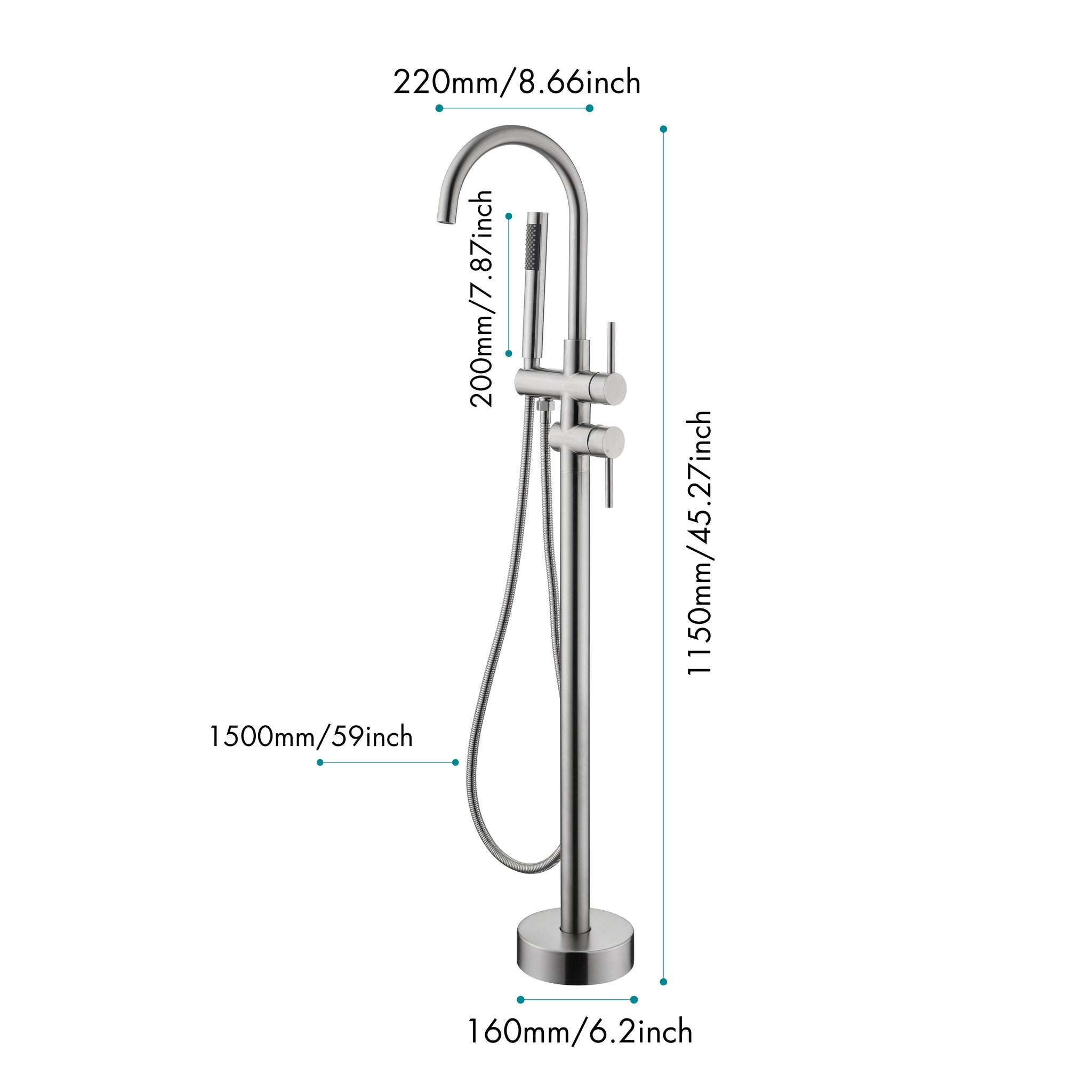 Mount Bathtub Faucet Freestanding Tub Filler Brushed brushed nickel-stainless steel