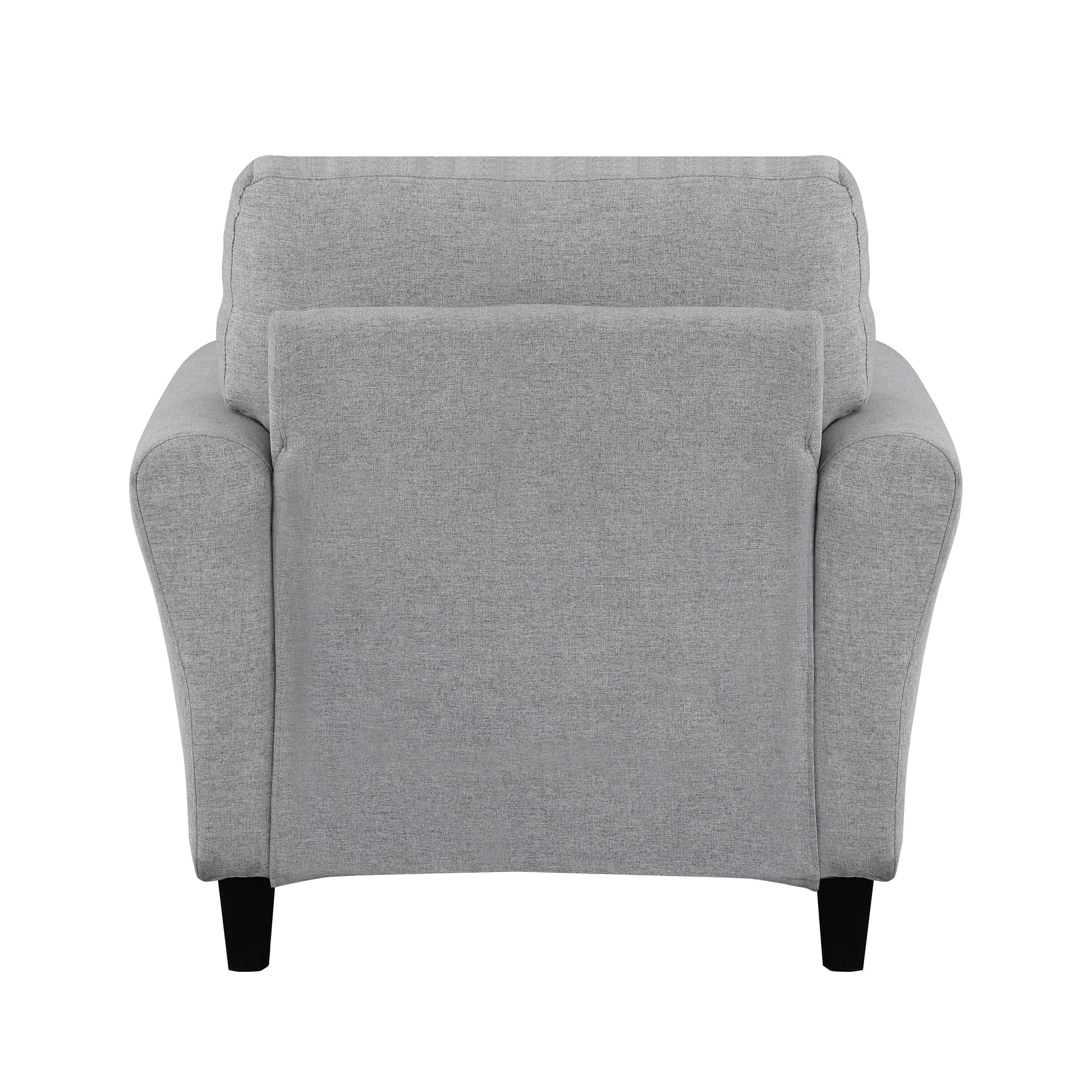 Modern 1Pc Chair Dark Gray Textured Fabric Upholstered Rounded Arms Attached Cushion Transitional Living Room Furniture Dark Gray Primary Living Space Farmhouse,Modern,Traditional,Transitional