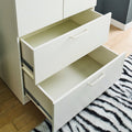 Emma Two Door Wood Closet With Two Drawers And Hanging Bars In White White Solid Wood