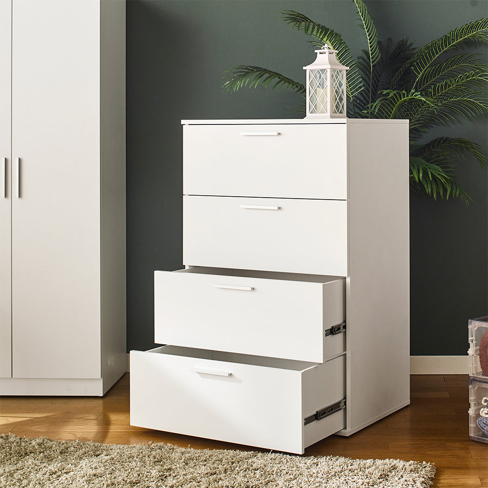 Oliver Farmhouse Four Drawer Jumbo Chest In White White Solid Wood