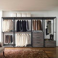 Monica Wood Walk In Closet With Three Drawers And One Shelf In Rustic Gray Gray Solid Wood