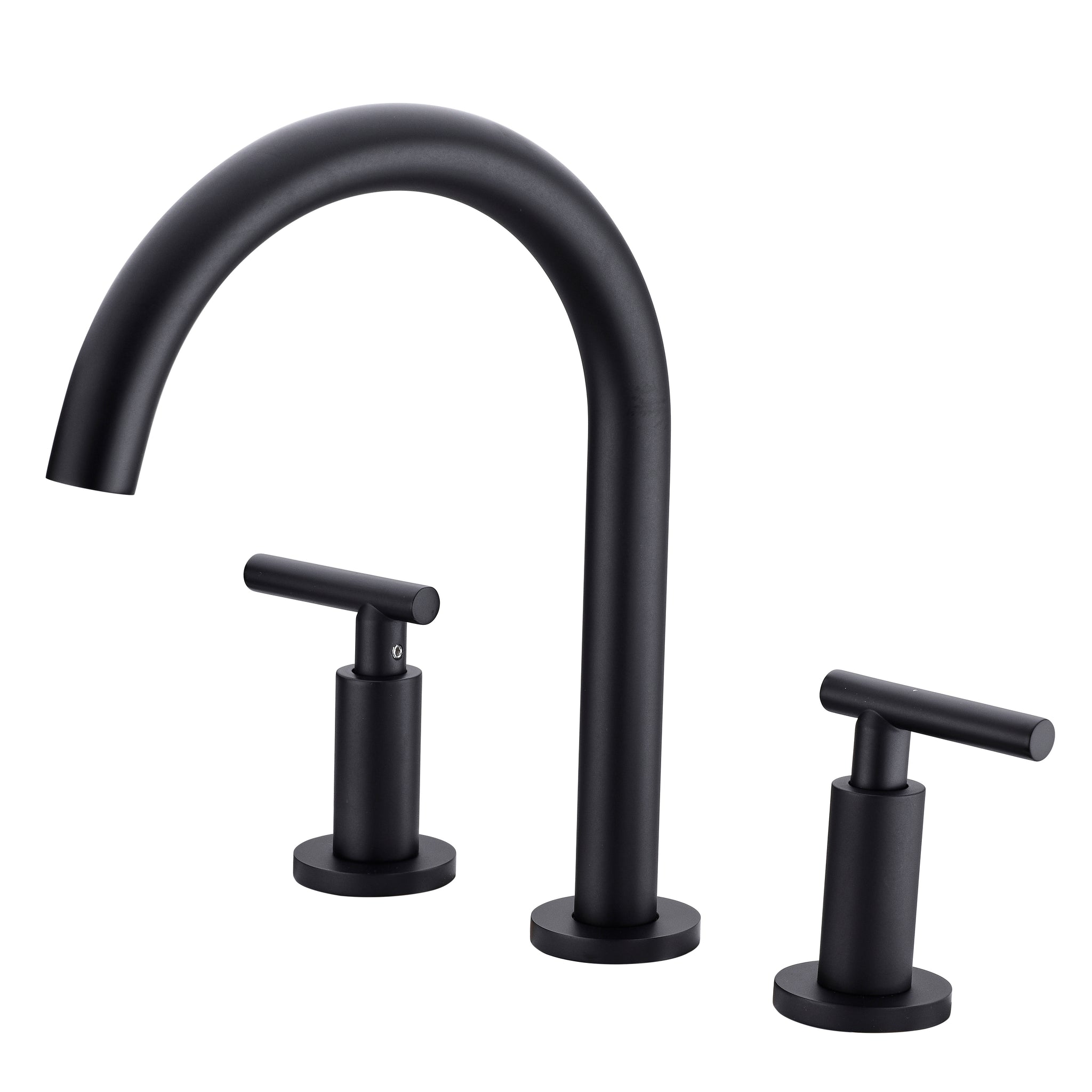 Two Handle High Arc Widespread Bathroom Sink Faucet 3 Hole Matte Black Stainless Steel