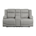 Attractive Gray Color Microfiber Upholstered 1Pc Double Reclining Loveseat With Center Console Transitional Living Room Gray Primary Living Space Transitional Microfiber