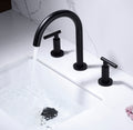 Two Handle High Arc Widespread Bathroom Sink Faucet 3 Hole Matte Black Stainless Steel