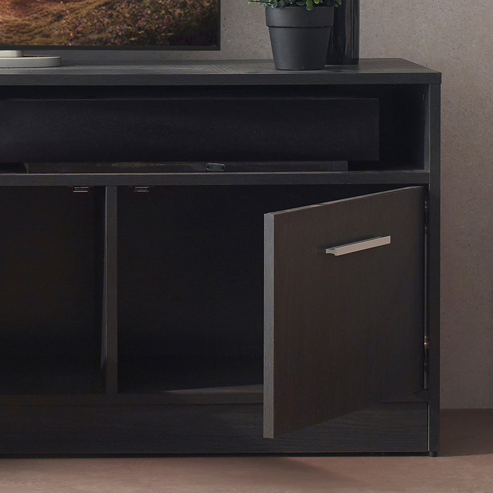 Holland Contemporary Tv Stand With Three Soft Closing Doors In Dark Gray Dark Gray Solid Wood