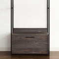 Monica Wood And Metal Walk In Closet With One Drawer In Rustic Gray Gray Solid Wood