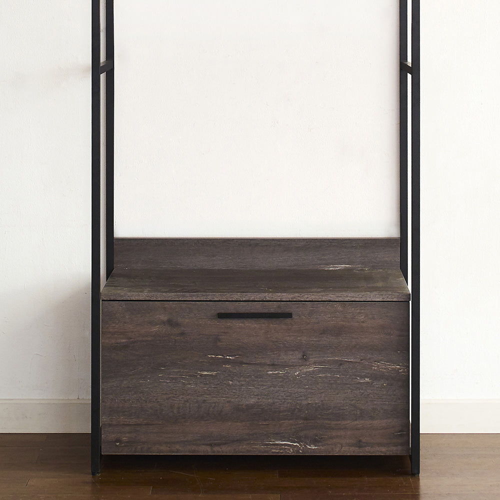 Monica Wood And Metal Walk In Closet With One Drawer In Rustic Gray Gray Solid Wood