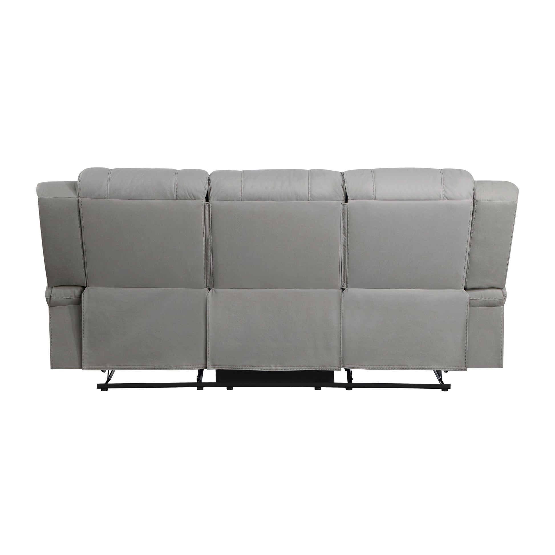 Attractive Gray Color Microfiber Upholstered 1Pc Double Reclining Sofa Transitional Living Room Furniture Gray Primary Living Space Transitional Microfiber