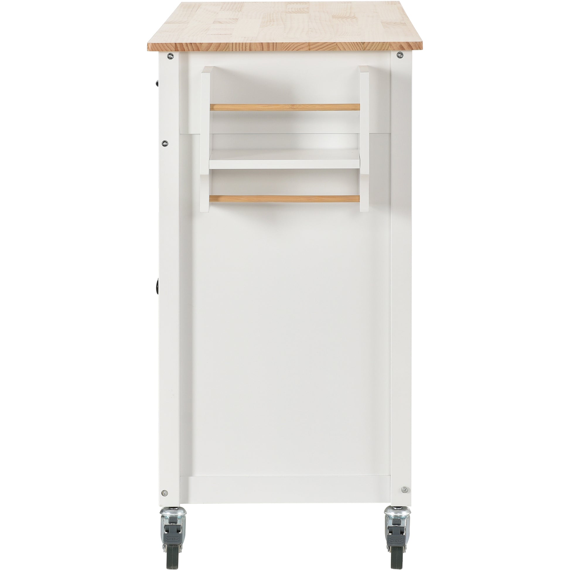 Kitchen Island Cart with Solid Wood Top and Locking white-mdf