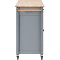 Kitchen Island Cart with Solid Wood Top and Locking blue-mdf