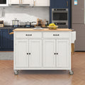 Kitchen Island Cart with Solid Wood Top and Locking white-mdf