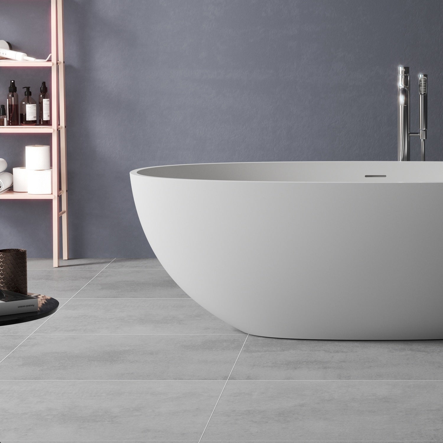 Solid Surface Freestanding Bathtub - White Solid