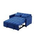 Modern Velvet Convertible Loveseat Sleeper Sofa Couch With Adjustable Backrest, 2 Seater Sofa With Pull Out Bed With 2 Lumbar Pillows For Small Living Room & Apartment Blue Foam Velvet