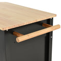 Kitchen Island Cart with Solid Wood Top and Locking black-mdf