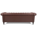 83.66 Inch Width Traditional Square Arm Removable Cushion 3 Seater Sofa Dark Brown Pu Pu
