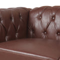 83.66 Inch Width Traditional Square Arm Removable Cushion 3 Seater Sofa Dark Brown Pu Pu