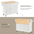 Rolling Mobile Kitchen Island with Solid Wood Top and white-mdf