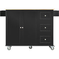 Rolling Mobile Kitchen Island with Solid Wood Top and black-mdf