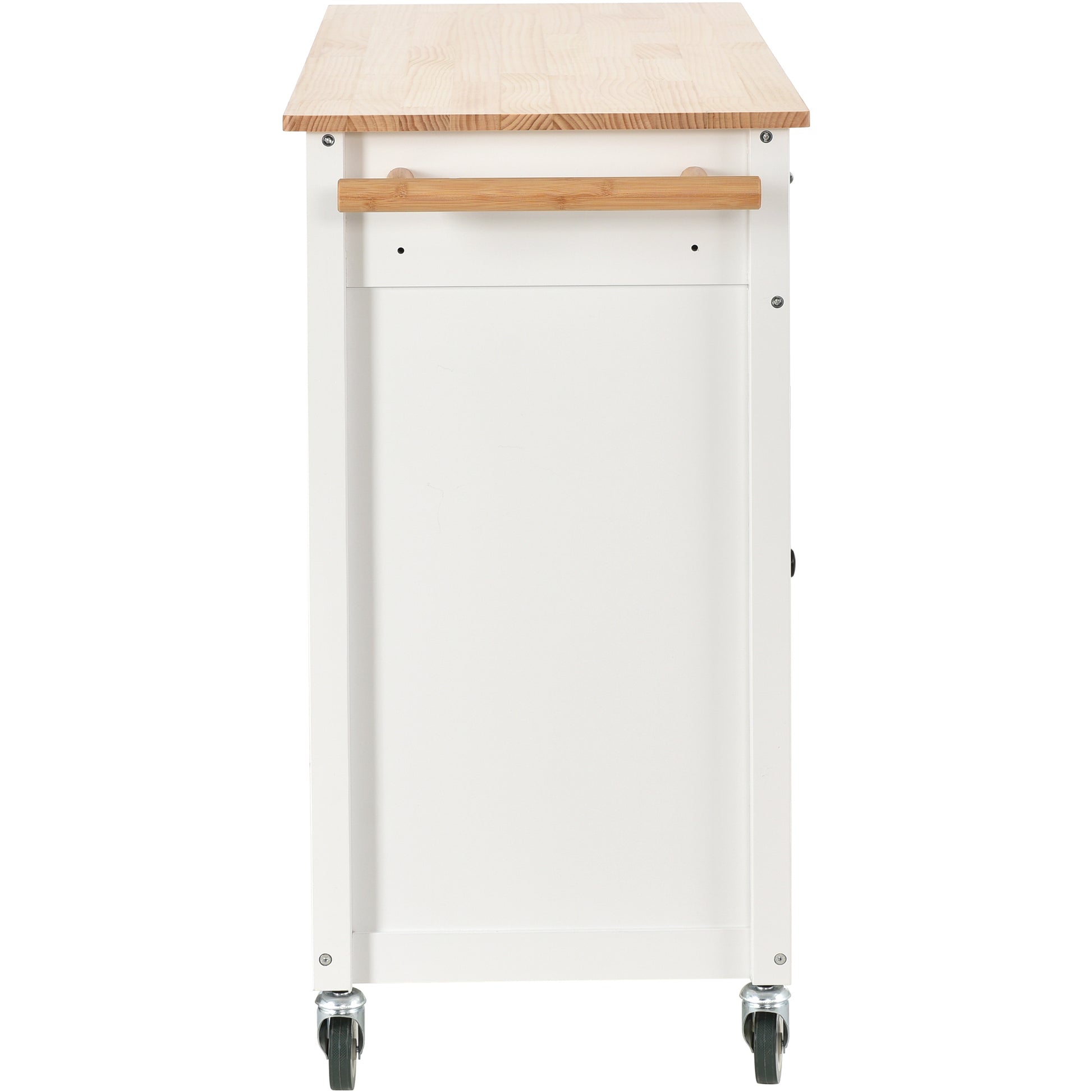 Kitchen Island Cart with Solid Wood Top and Locking white-mdf