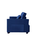 Modern Velvet Convertible Loveseat Sleeper Sofa Couch With Adjustable Backrest, 2 Seater Sofa With Pull Out Bed With 2 Lumbar Pillows For Small Living Room & Apartment Blue Foam Velvet
