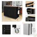 Kitchen Island Cart with Solid Wood Top and Locking black-mdf