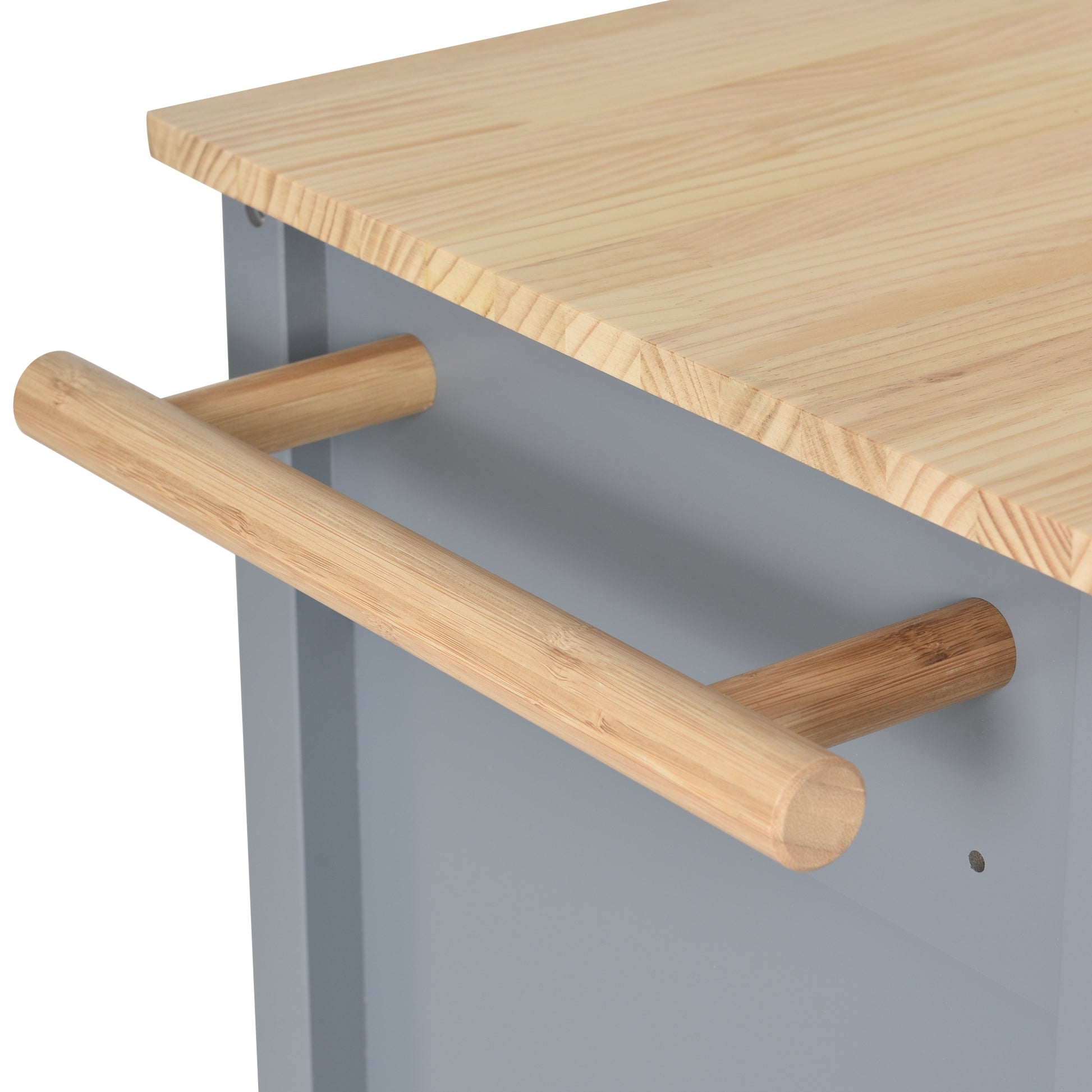 Kitchen Island Cart with Solid Wood Top and Locking blue-mdf