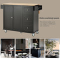 Rolling Mobile Kitchen Island with Solid Wood Top and black-mdf