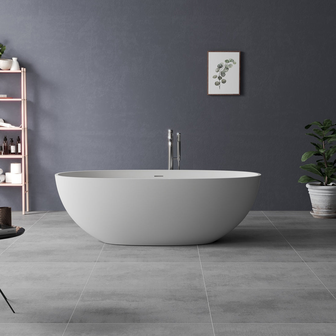Solid Surface Freestanding Bathtub - White Solid