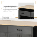 Kitchen Island Cart with Solid Wood Top and Locking black-mdf