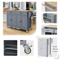 Kitchen Island Cart with Solid Wood Top and Locking blue-mdf