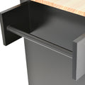 Rolling Mobile Kitchen Island with Solid Wood Top and black-mdf