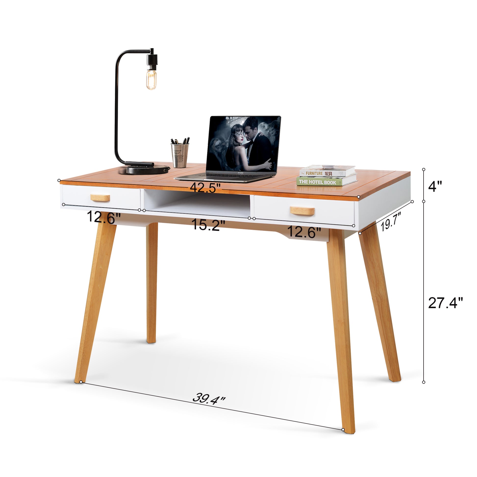 Wooden Vanity Table Makeup Dressing Desk Writing Desk Computer Table With Solid Wood Top Panel Natural Solid Wood