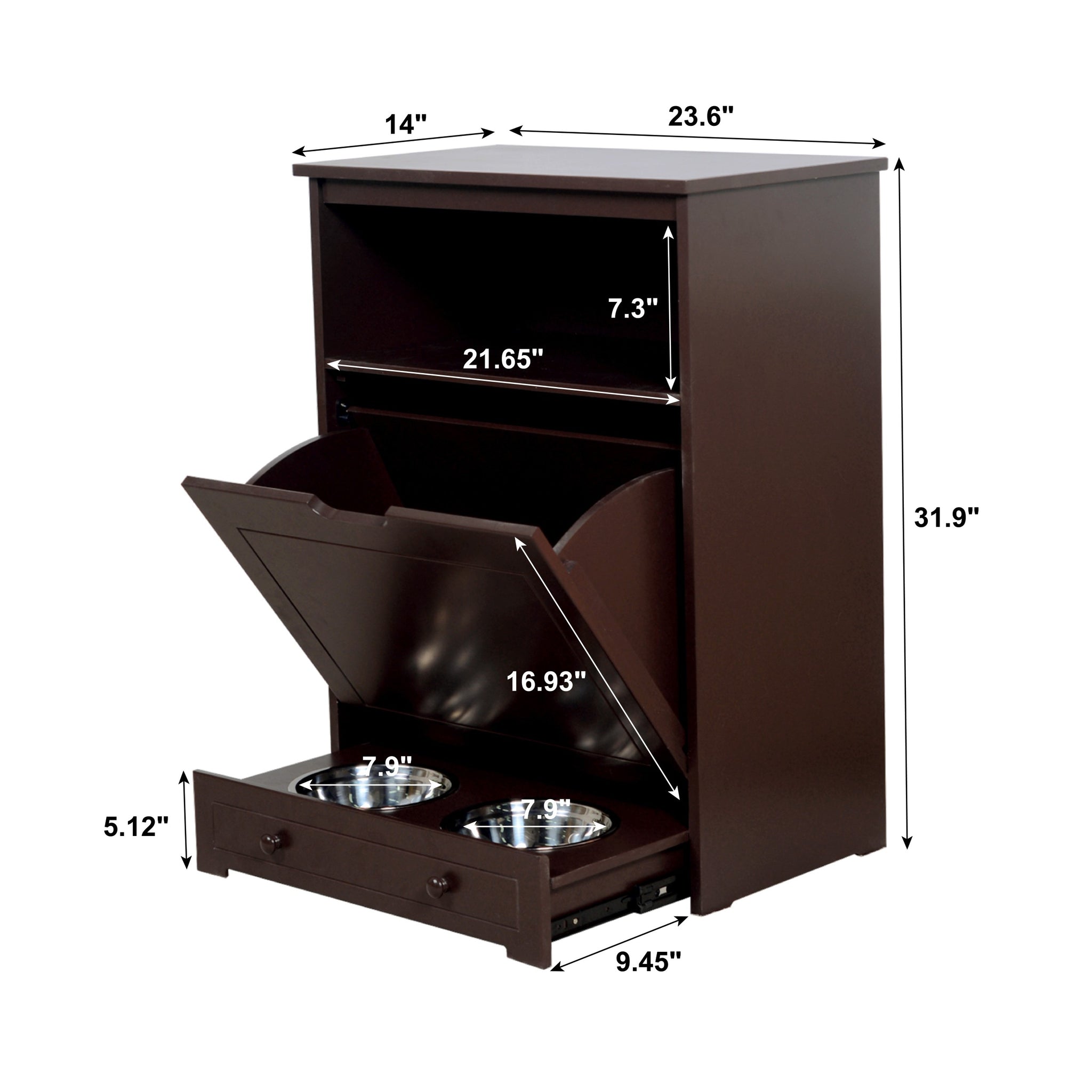 Pet Feeder Station with Storage,Made of Mdf and