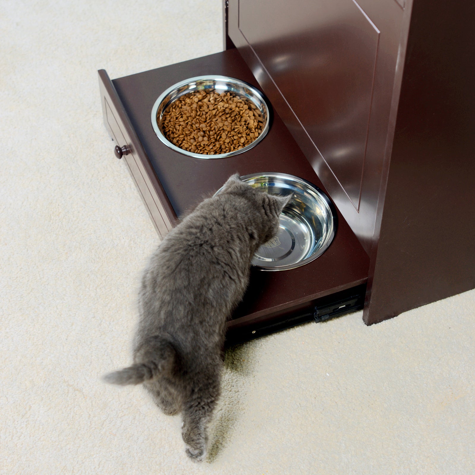 Pet Feeder Station with Storage,Made of Mdf and