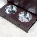 Pet Feeder Station With Storage,Made Of Mdf And Waterproof Painted,Dog And Cat Feeder Cabinet With Stainless Bowl Brown Mdf