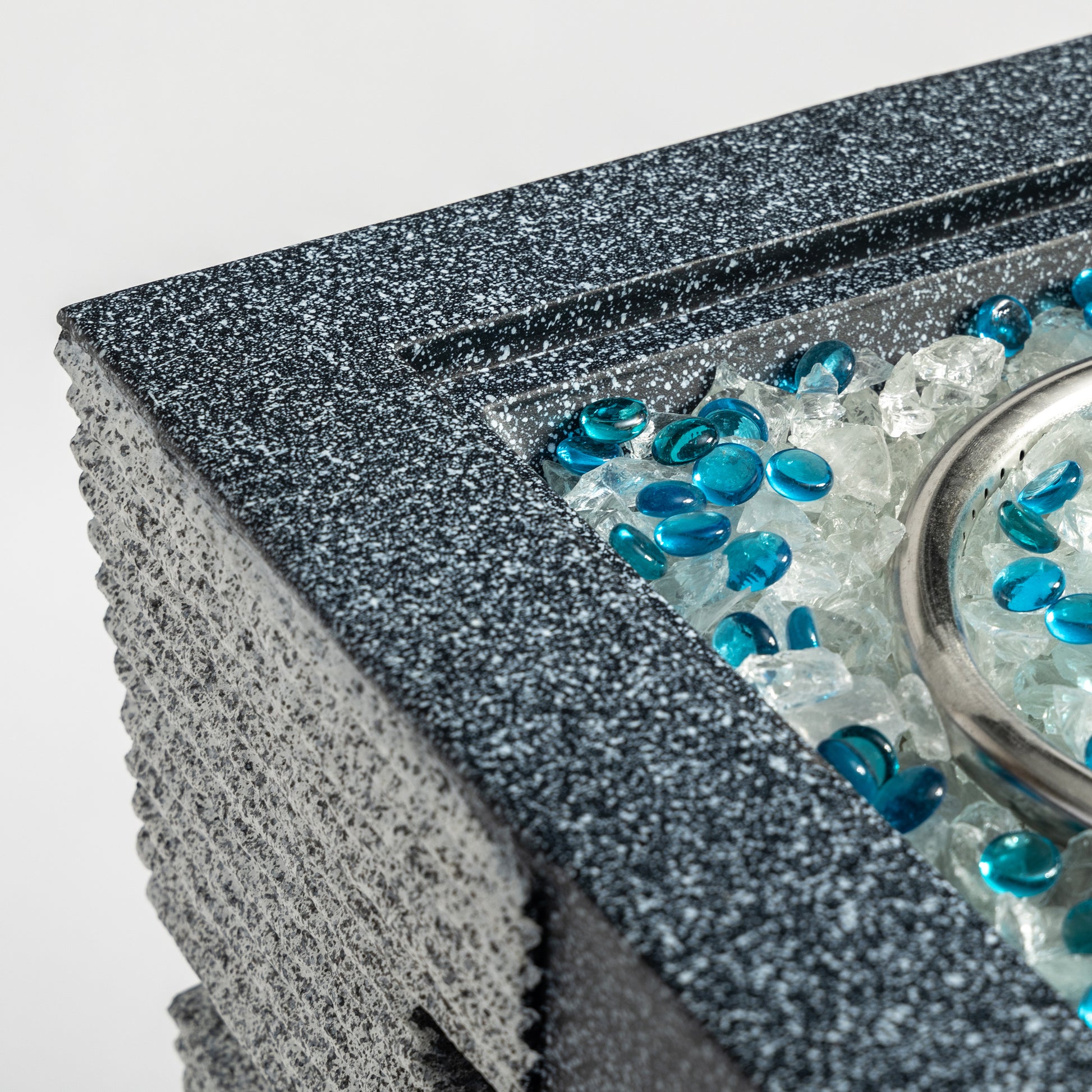 Outdoor Concrete Fire Pit Column Propane Fire Pit Patio Gas Fire Pit Light Grey Blue Concrete