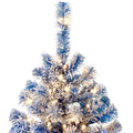 6Ft Pre Lit Hinged Artificial Fir Christmastree, Xmas Tree Snow Flocked Artificial Holiday Christmas Tree W 750 Branch Tips X Mas Blue Vinyl