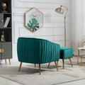 Velvet Accent Chair With Ottoman, Modern Tufted Barrel Chair Ottoman Set For Living Room Bedroom, Golden Finished, Christmas Green Green Foam Velvet