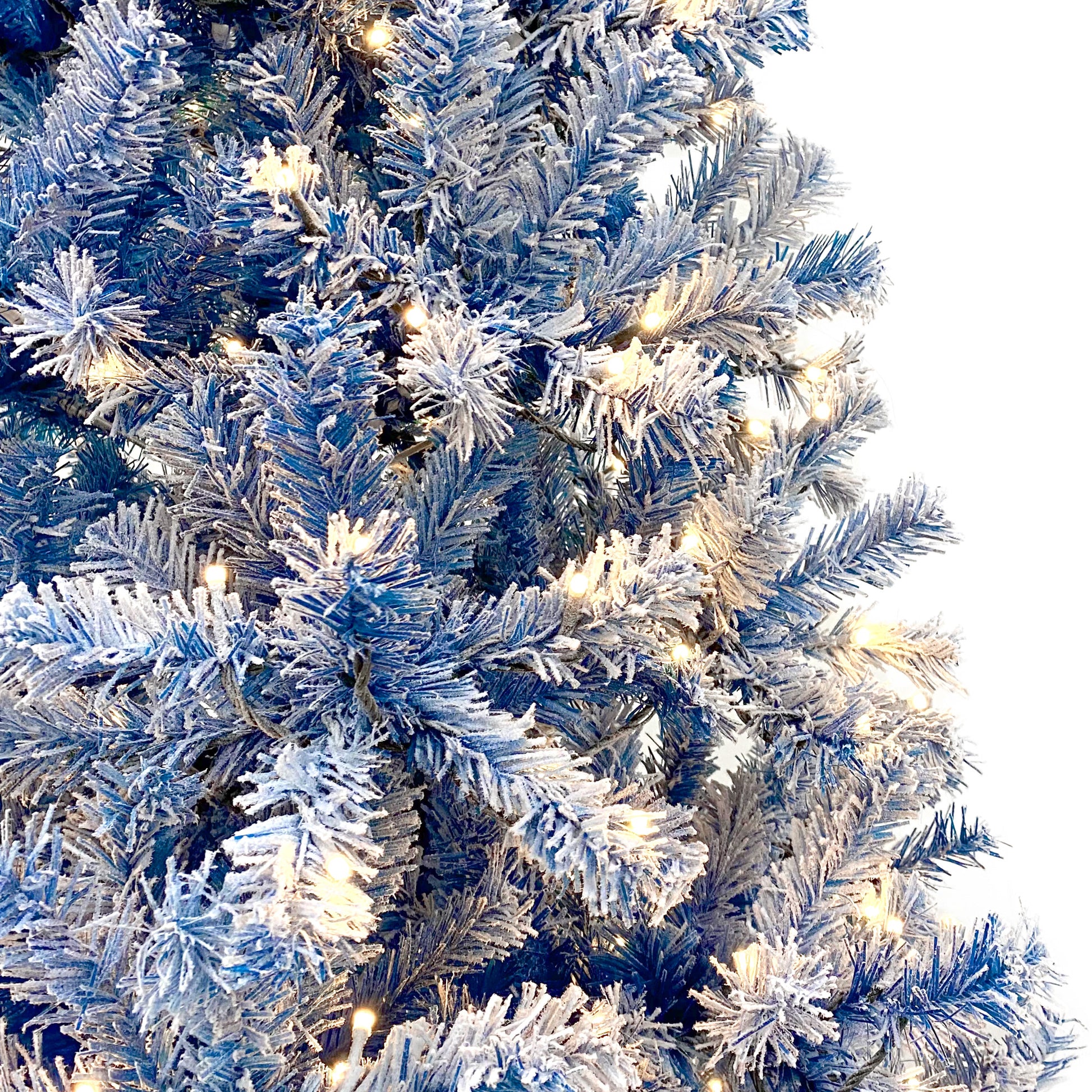 6Ft Pre Lit Hinged Artificial Fir Christmastree, Xmas Tree Snow Flocked Artificial Holiday Christmas Tree W 750 Branch Tips X Mas Blue Vinyl