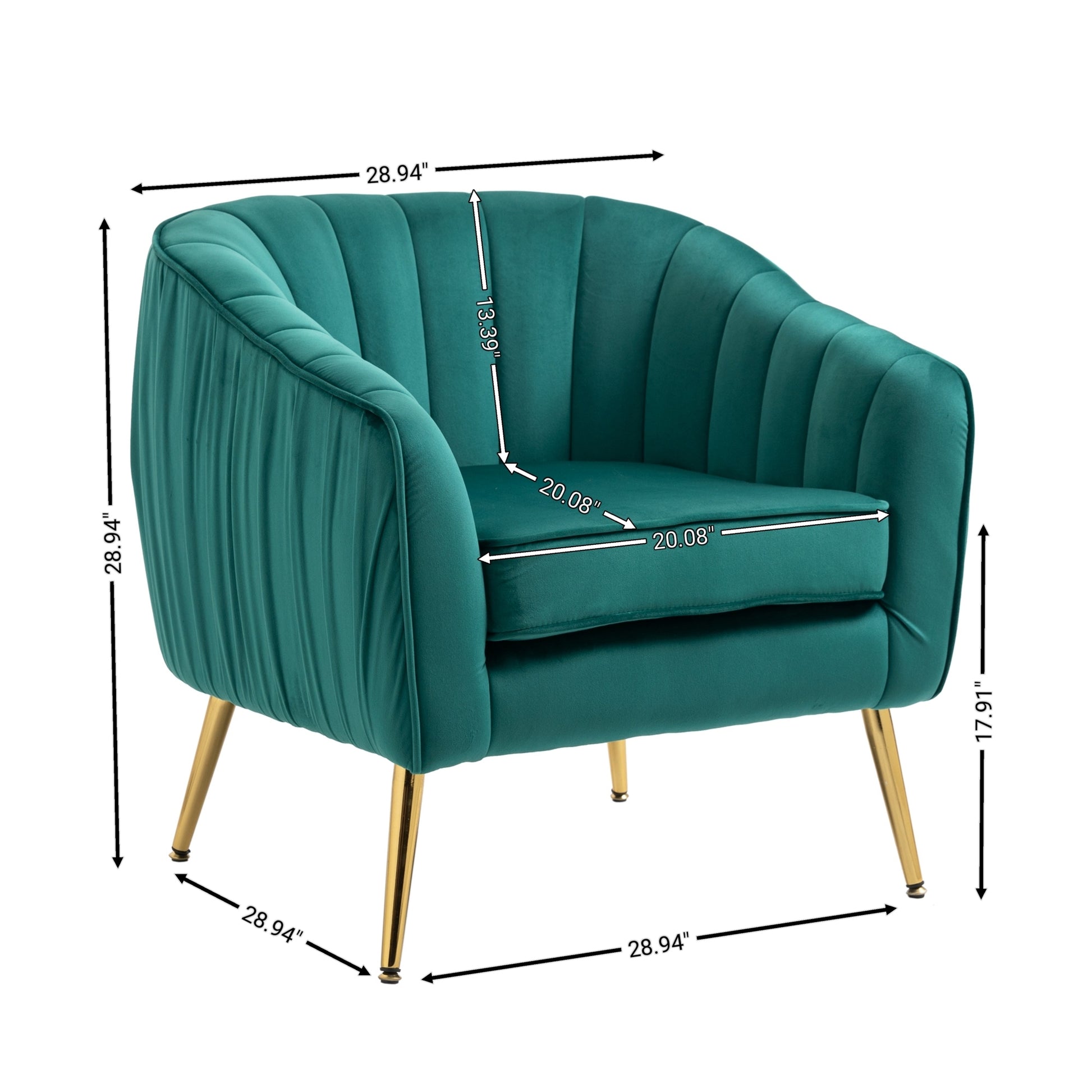 Velvet Accent Chair With Ottoman, Modern Tufted Barrel Chair Ottoman Set For Living Room Bedroom, Golden Finished, Christmas Green Green Foam Velvet