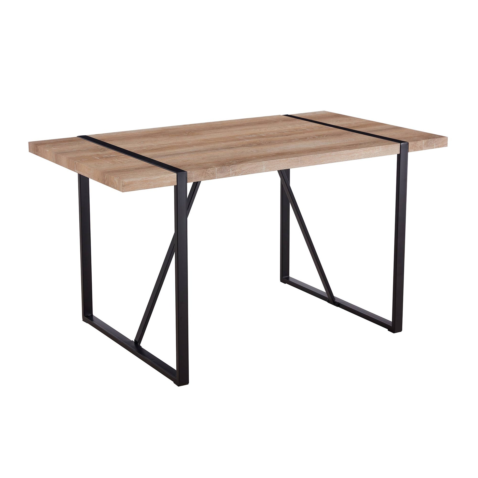 Rustic Industrial Rectangular Wood Dining Table For 4 6 Person, With 1.5" Thick Engineered Wood Color Tabletop And Black Metal Legs,Desk For Kitchen Dining Living Room, 55.1" X 31.4"X