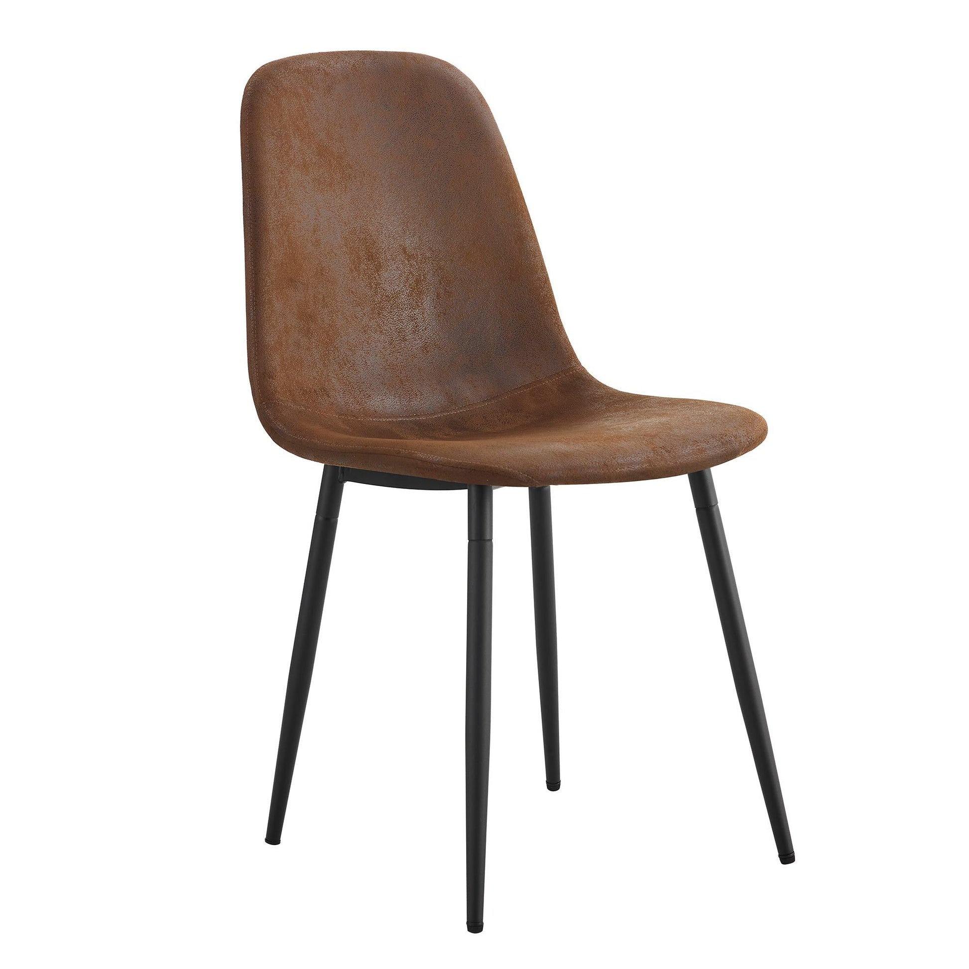 A Set Of 4 Modern Medieval Style Restaurant Cushioned Side Chairs, Equipped With Soft Cushions And Black Metal Legs, Suitable For Kitchens, Lounges, And Farmhouses. B0501A Brown Foam Metal