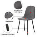 A Set Of 4 Modern Medieval Style Restaurant Cushioned Side Chairs, Equipped With Soft Cushions And Black Metal Legs, Suitable For Kitchens, Lounges, And Farmhouses. B0501A Dark Gray Foam Metal